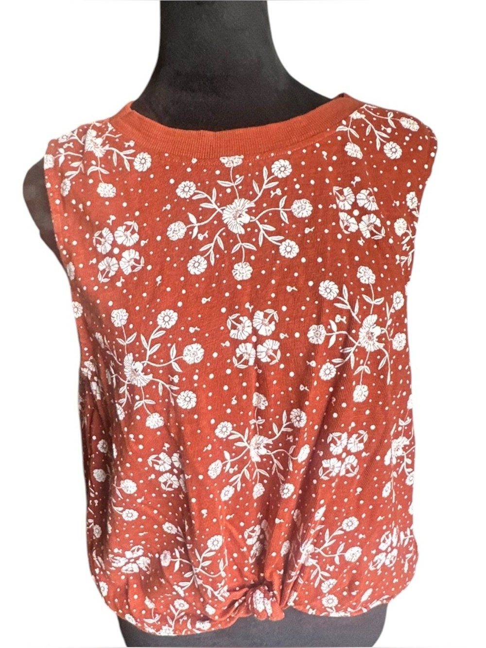 Loft Bandana Print Knot Front Tank Top – Red/Orange, Medium